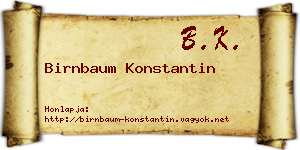 Birnbaum Konstantin névjegykártya